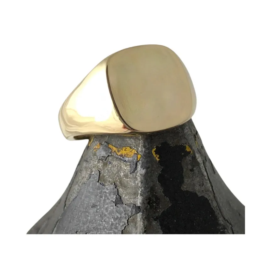 Cushion 12mm x 11mm - 18 Carat Yellow Gold Signet Ring