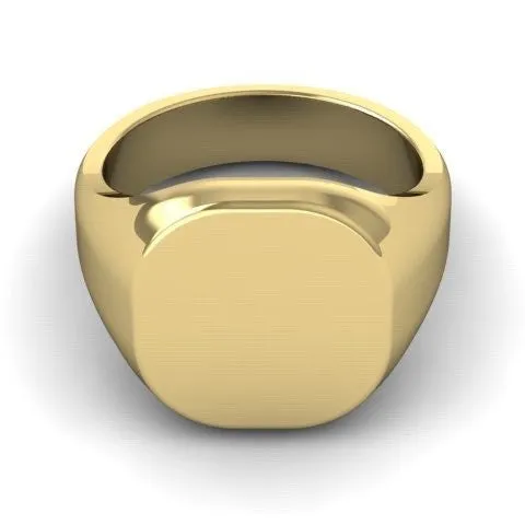 Cushion 12mm x 11mm - 18 Carat Yellow Gold Signet Ring