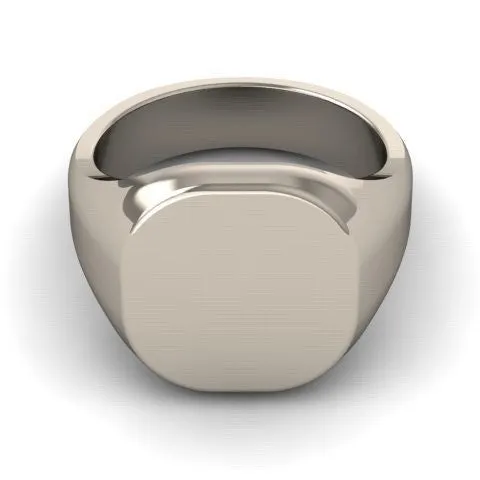 Cushion 14mm x 13mm - 18 Carat White Gold Signet Ring
