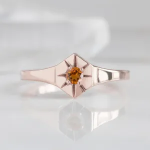 Custom Citrine Birthstone Signet Ring | 10K Rose Gold