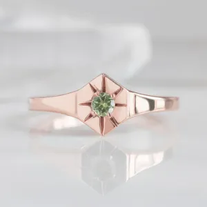 Custom Peridot Birthstone Signet Ring | 10K Rose Gold