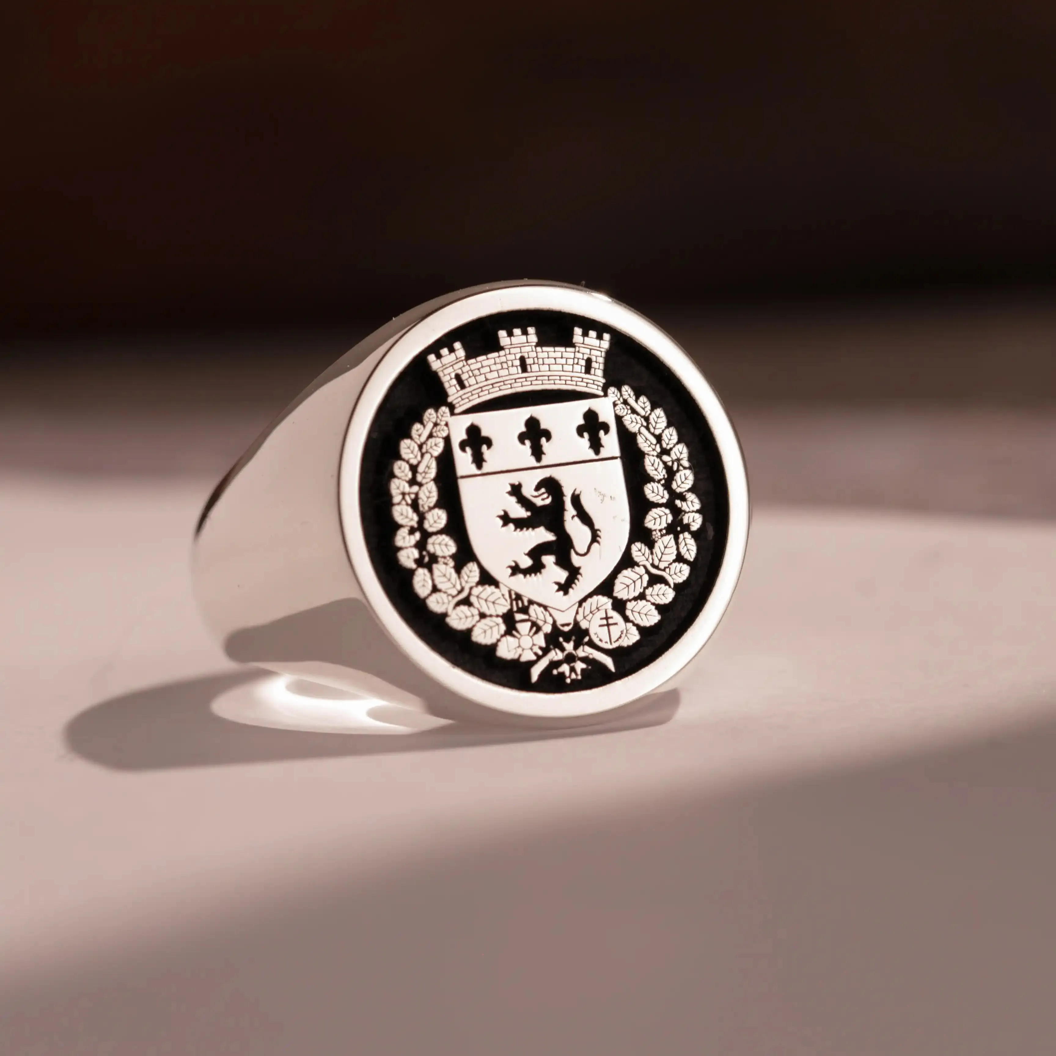 Custom Ring - 925 Silver - Raised Design with Black Inlay