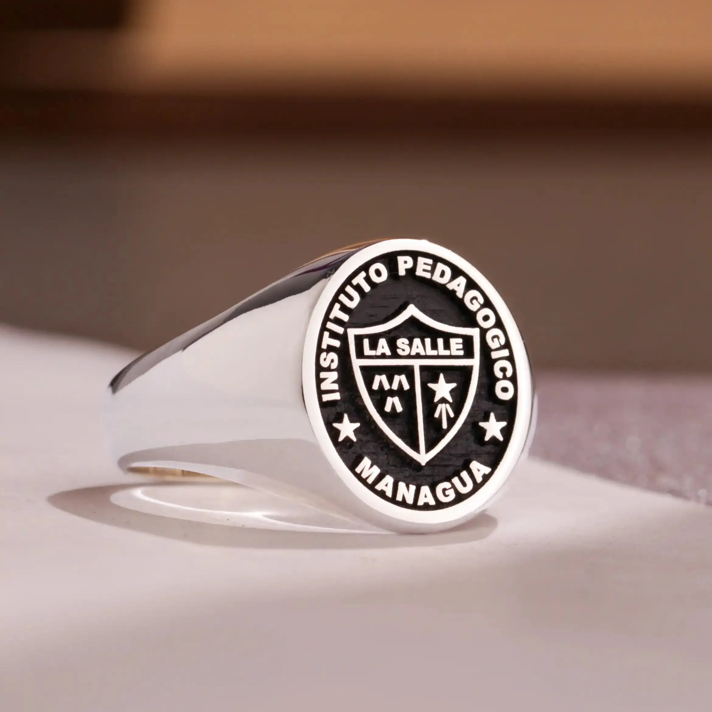 Custom Ring - 925 Silver - Raised Design with Black Inlay