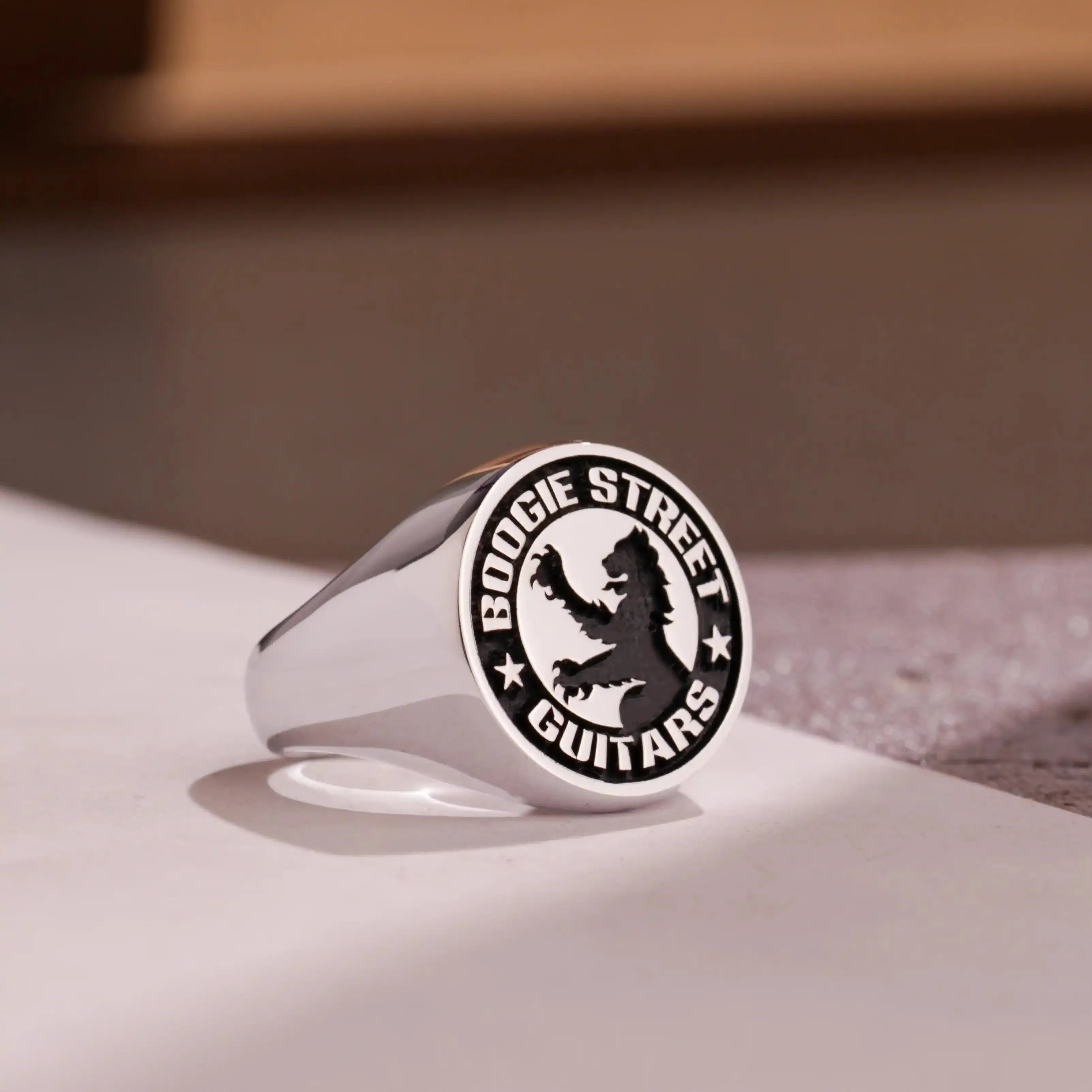 Custom Ring - 925 Silver - Raised Design with Black Inlay