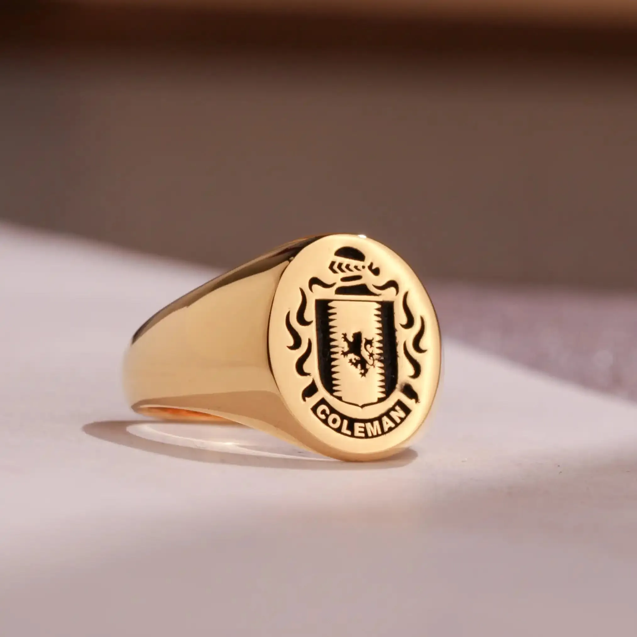Custom Ring - Gold Coated - Recessed Design with Black Inlay