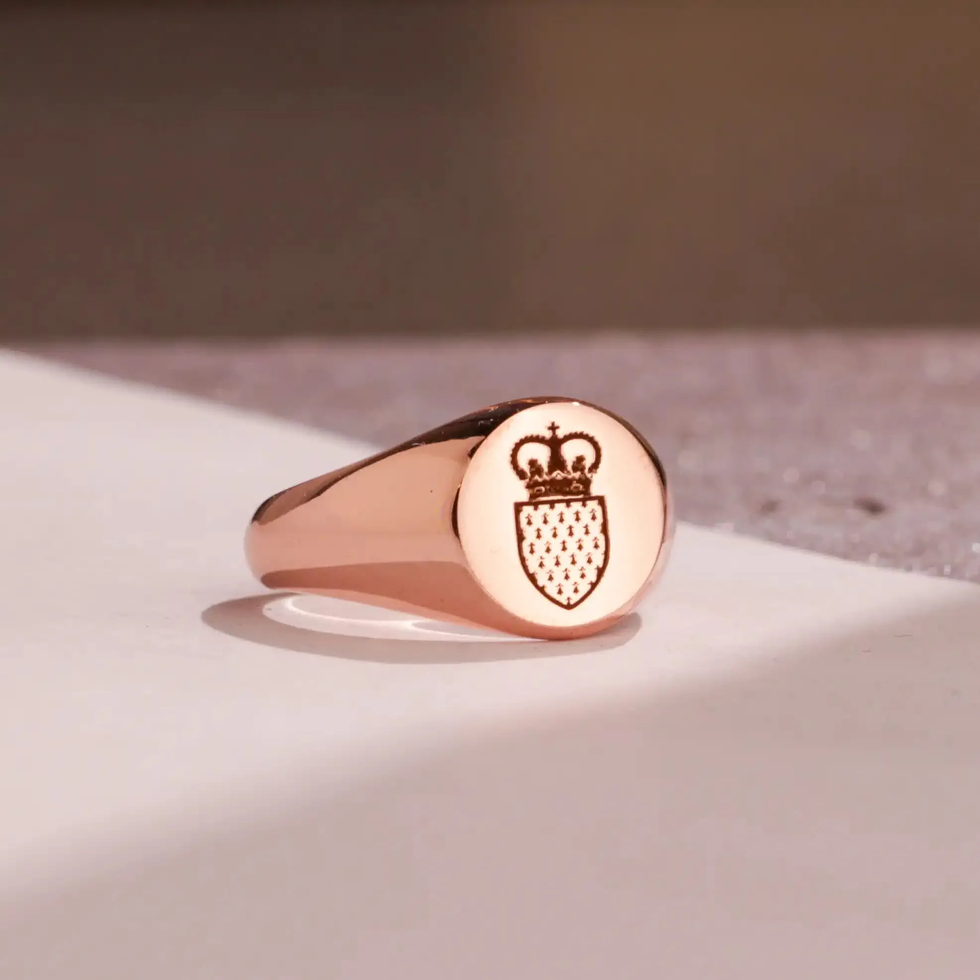 Custom Ring - Rose Gold Coated - Recessed Design
