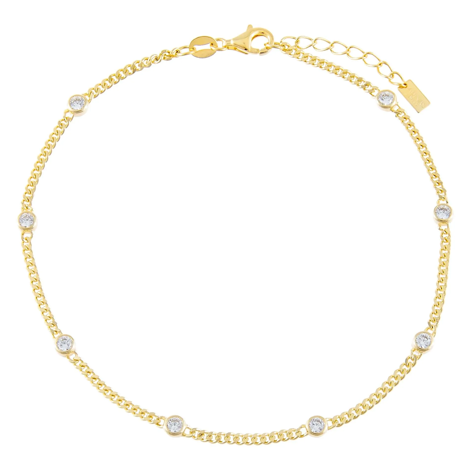 CZ Bezel Cuban Chain Anklet