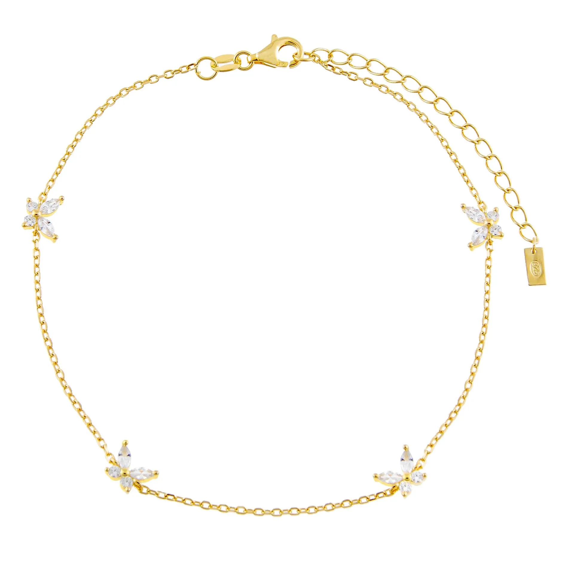 CZ Crystal Multi Butterfly Anklet