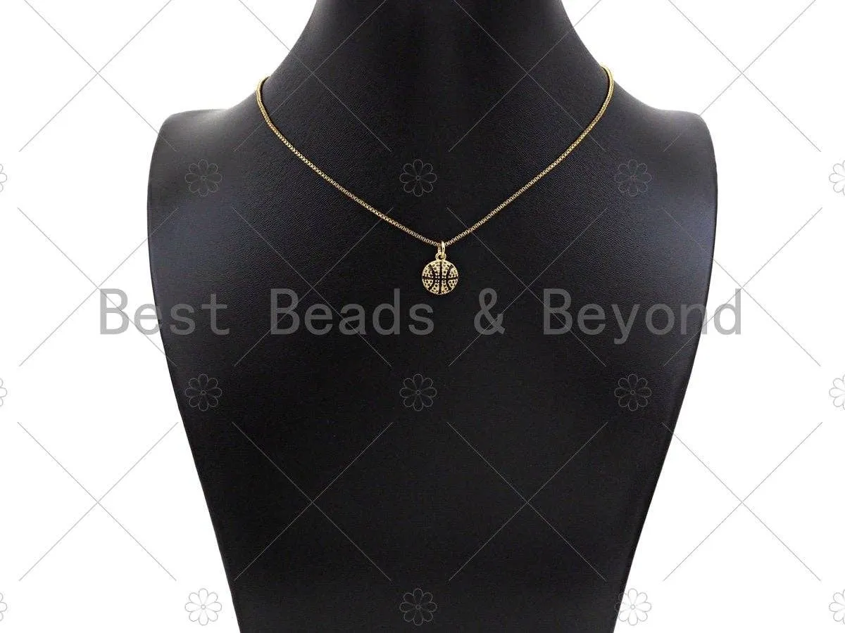 CZ Micro Pave Gold Silver Basketball Charm, Cubic Zirconia Pendant, Sport ball Charm, CZ Micro Pave Pendant,11x13mm, Sku#F1348