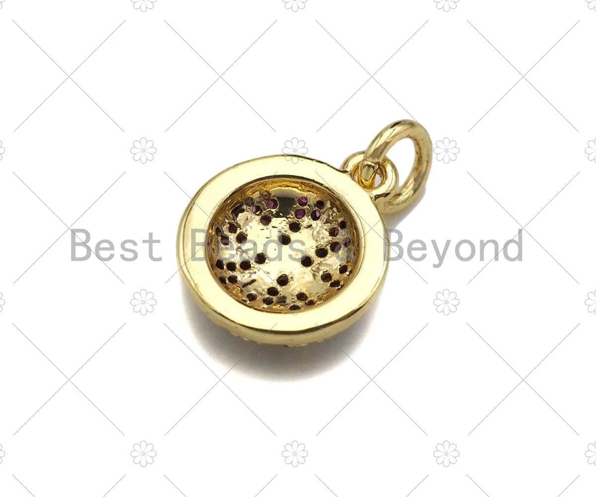 CZ Micro Pave Gold Silver Basketball Charm, Cubic Zirconia Pendant, Sport ball Charm, CZ Micro Pave Pendant,11x13mm, Sku#F1348