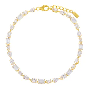 CZ Multi Shape Stone Anklet