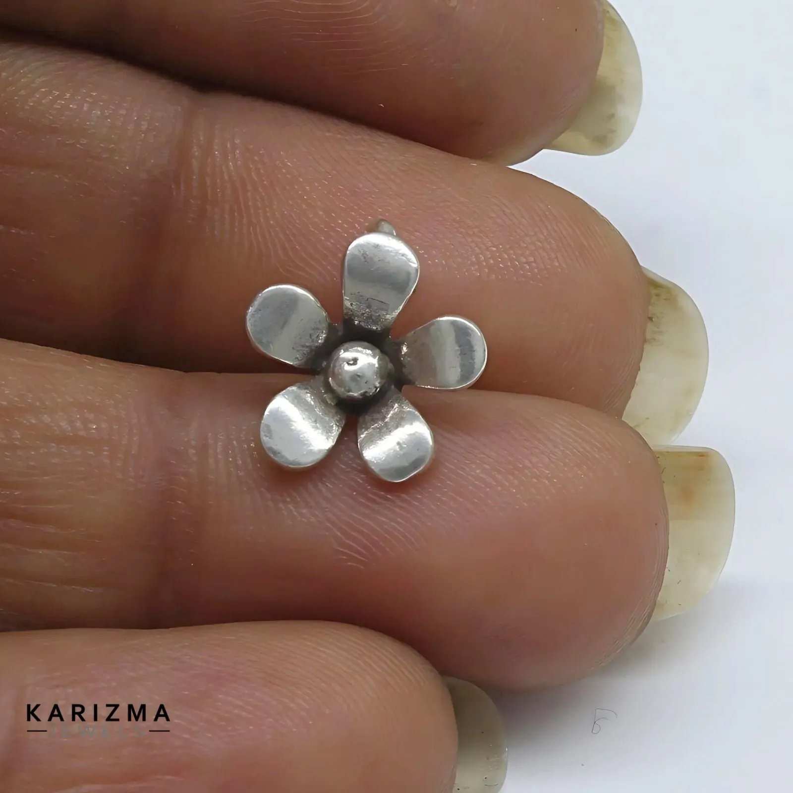 Daily Wear black thread 925 Sterling Silver Oxidized Flower charm Women single Anklet