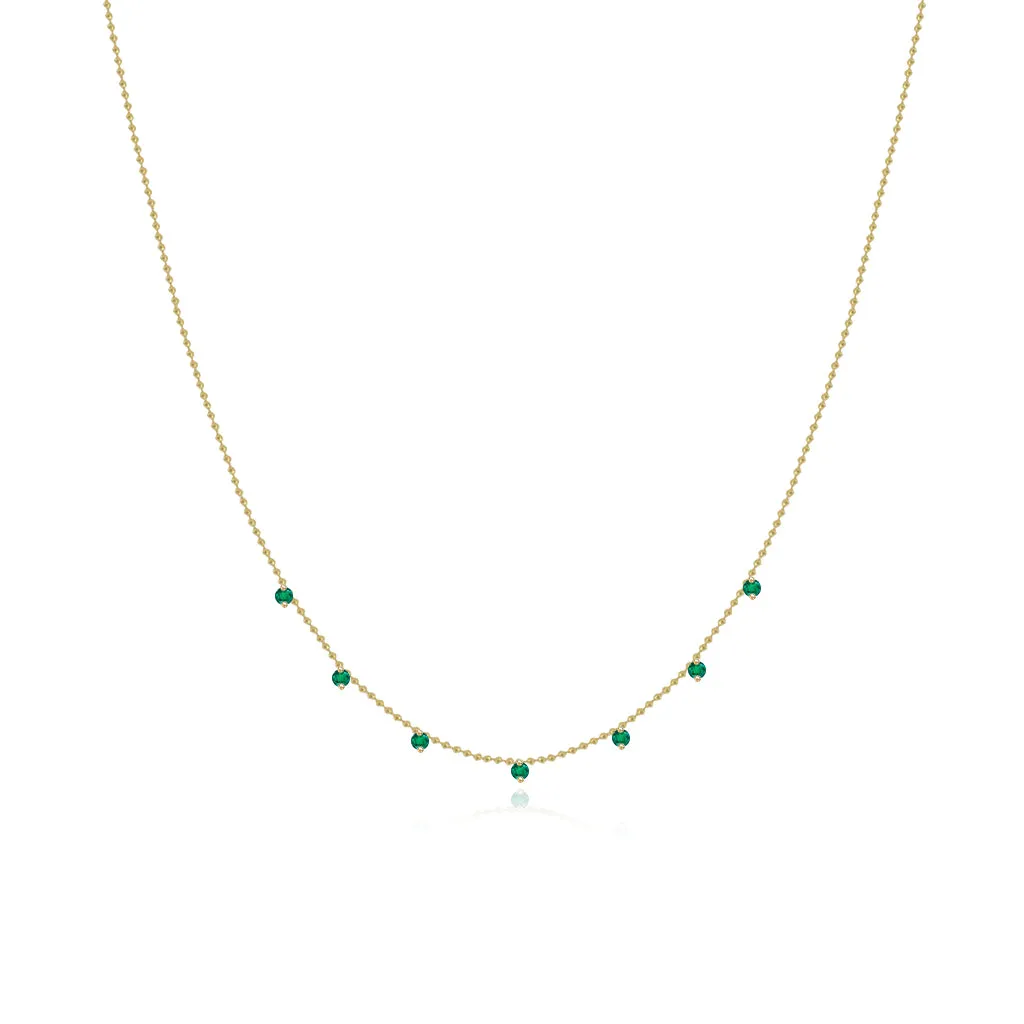 Dangling Gemstone Ball Chain Necklace