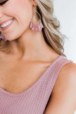 Dark Blush Tassel Earrings