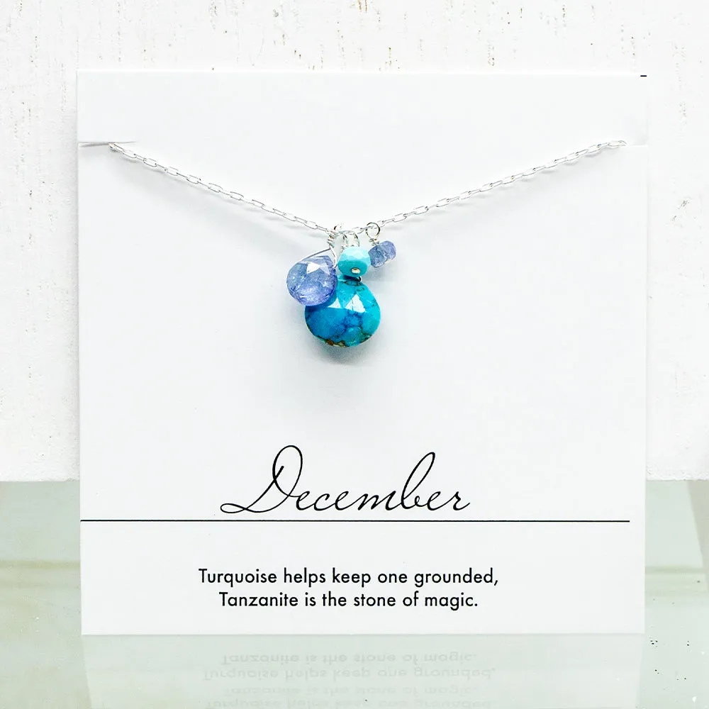 December Birthstone Silver Necklace