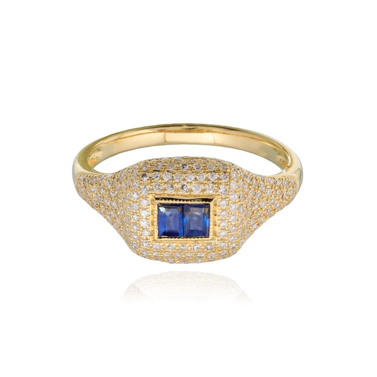 Diamond and Gemstone Baguette Signet Ring