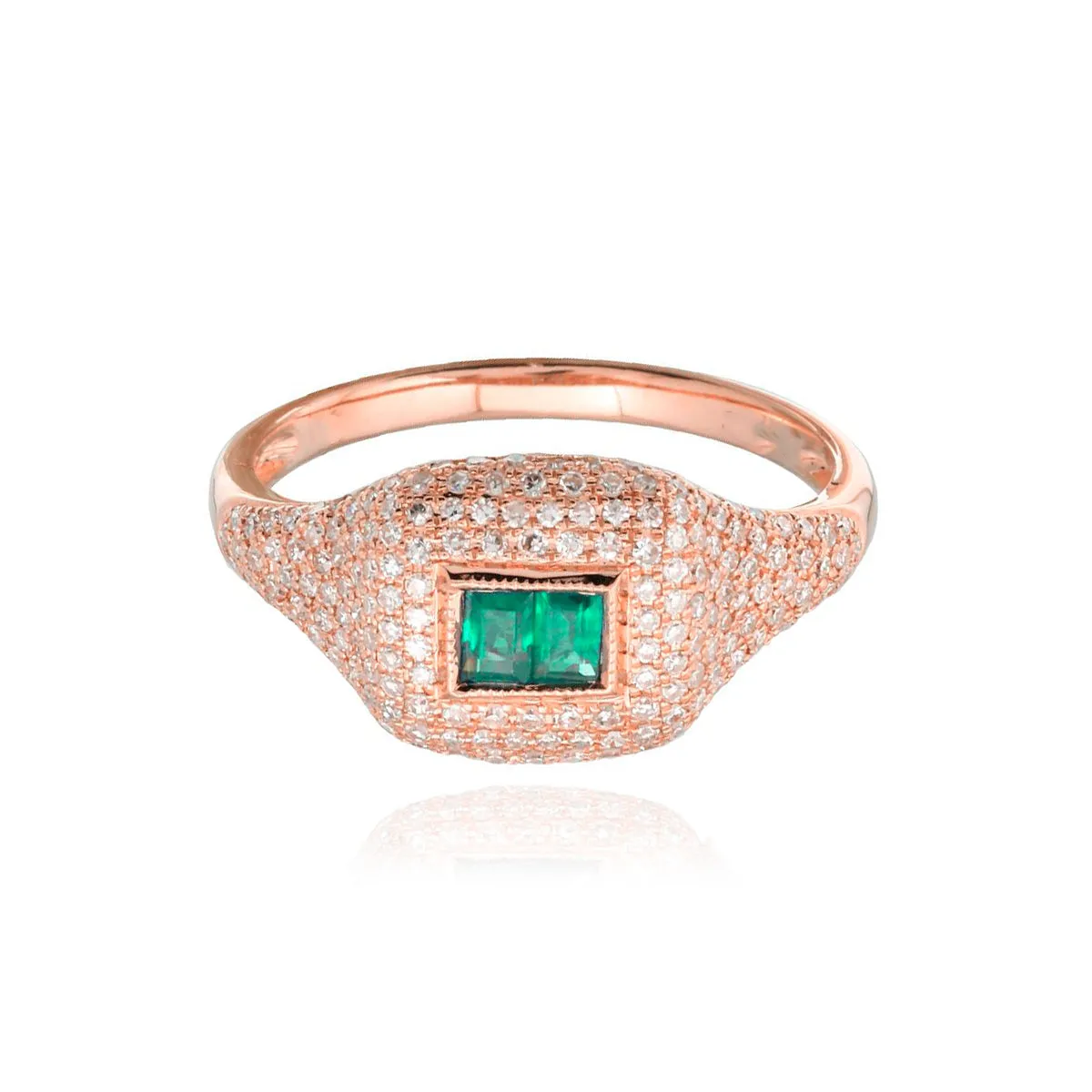Diamond and Gemstone Baguette Signet Ring