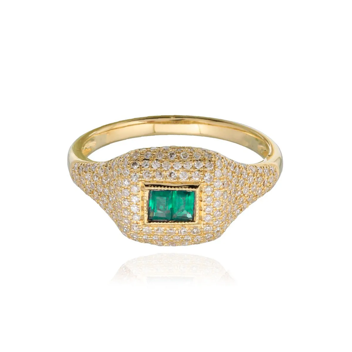 Diamond and Gemstone Baguette Signet Ring