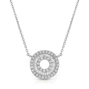 Diamond Baguette Circle Pendant Necklace in 18K Rose Gold, 0.37 ct. t.w.