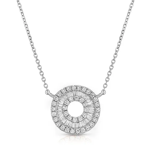 Diamond Baguette Circle Pendant Necklace in 18K Rose Gold, 0.37 ct. t.w.