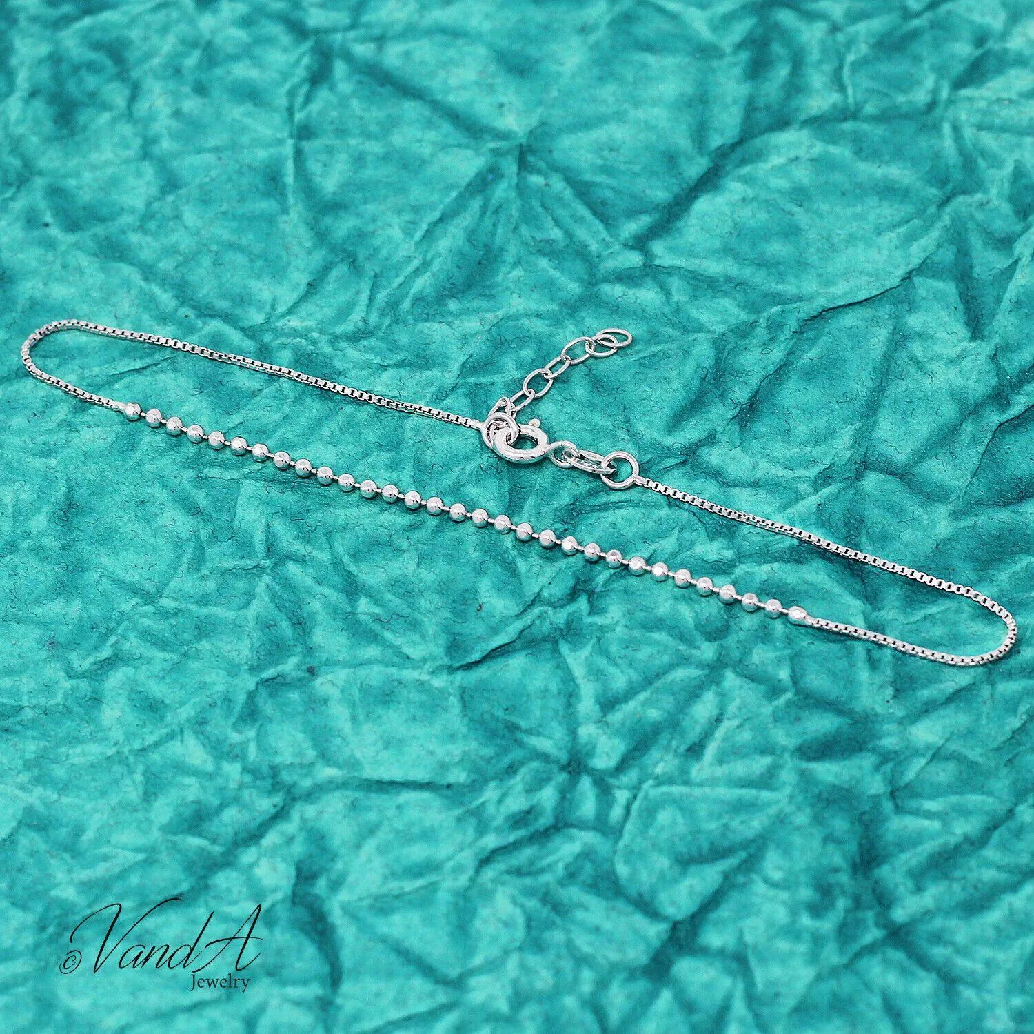 Diamond Cut Beaded Anklet