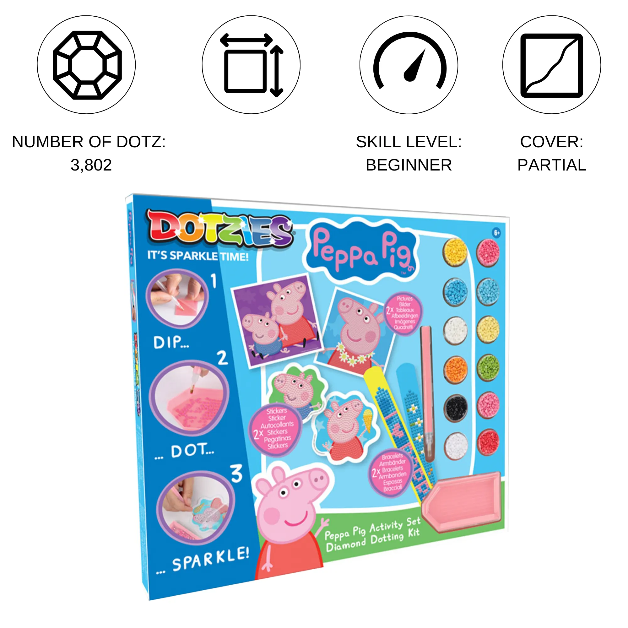 Diamond Dotz Peppa Pig Activity Set - Beginner Kit with Stickers & Bracelets