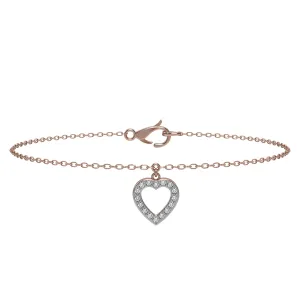 Diamond Fashion Dangle Heart Bracelet in 10K Rose Gold