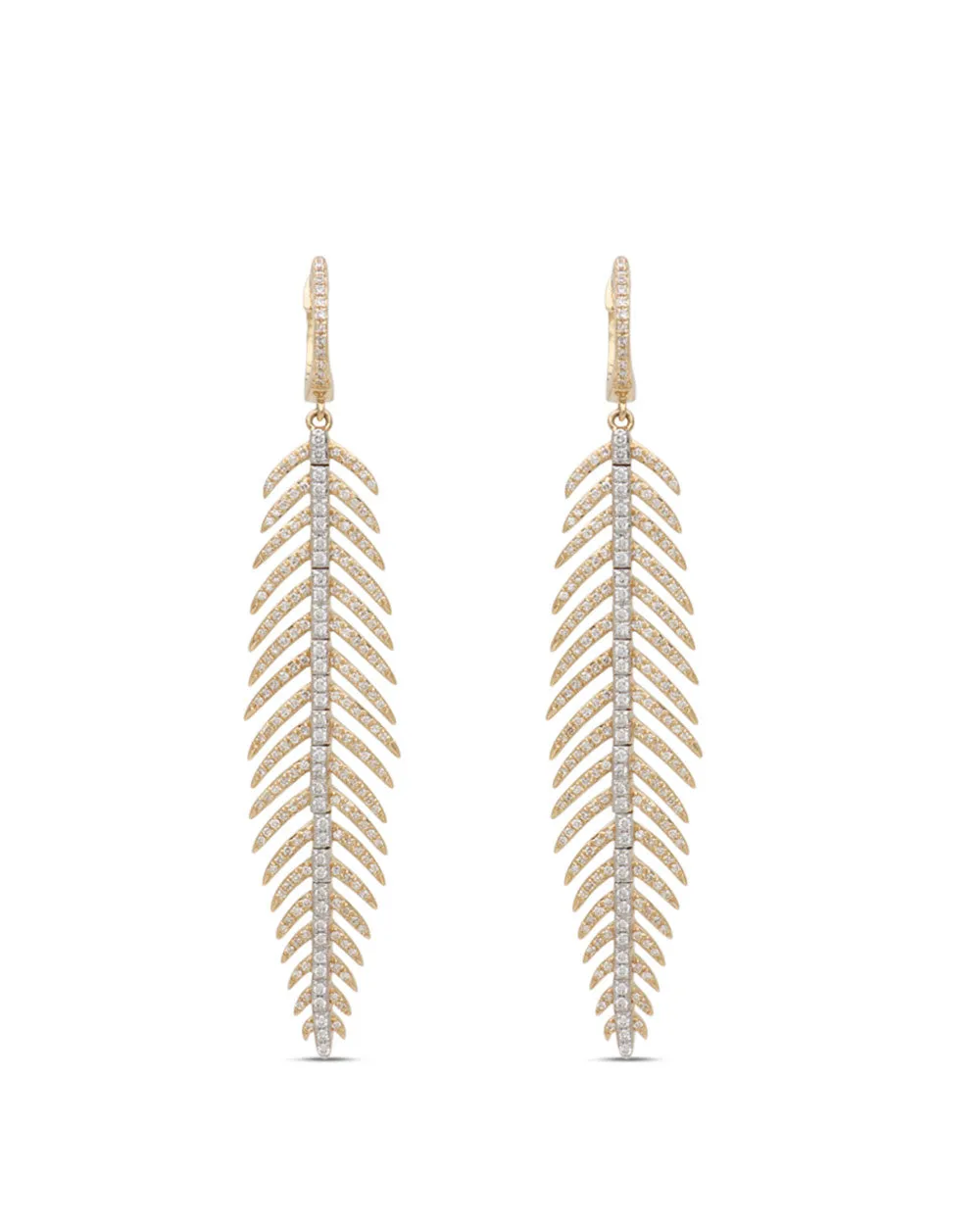 Diamond Feather Earrings