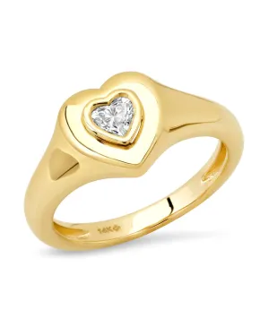 Diamond Heart Signet Ring