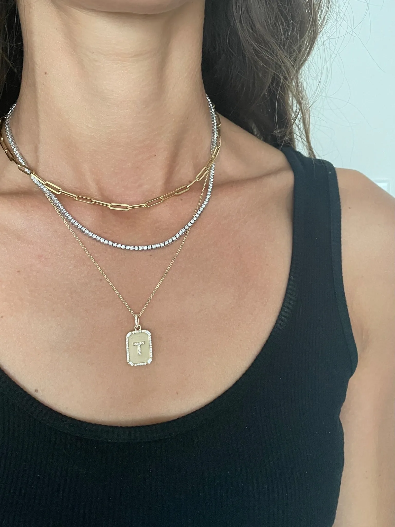 Diamond Initial Dog Tag