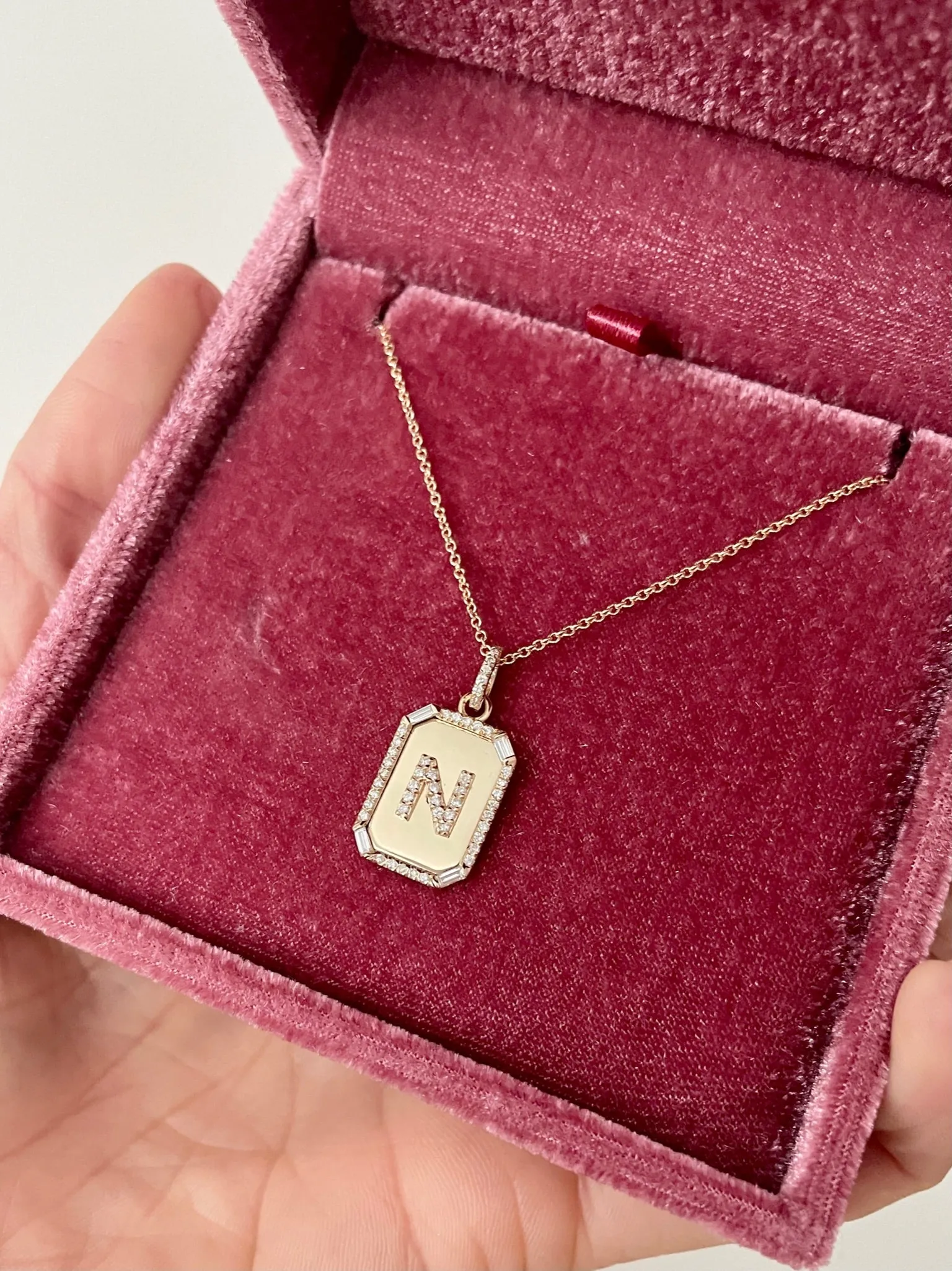 Diamond Initial Dog Tag