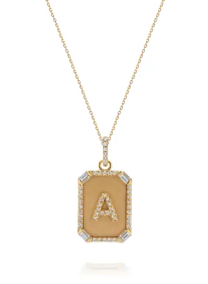Diamond Initial Dog Tag