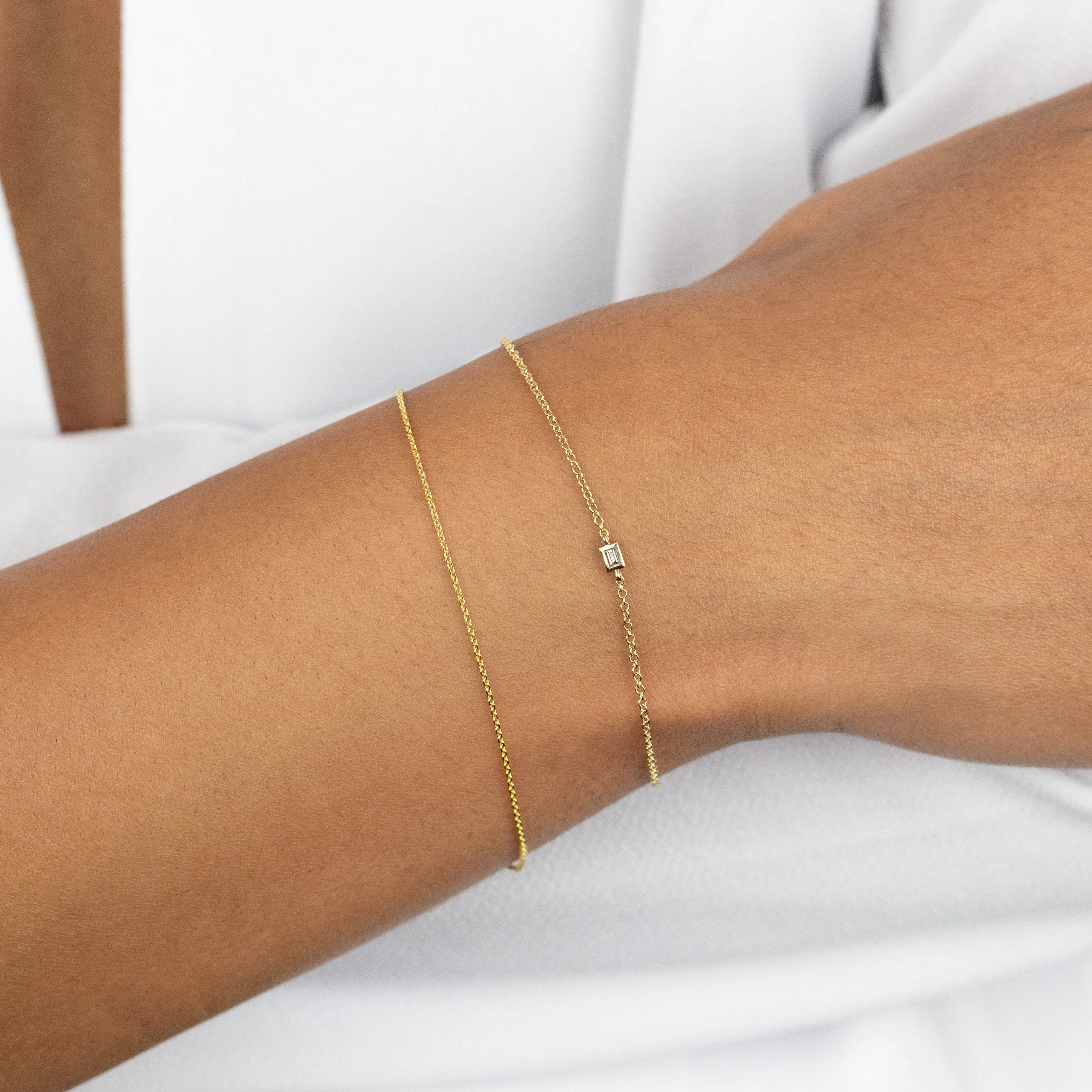 Diamond Mini Baguette Bracelet 14K