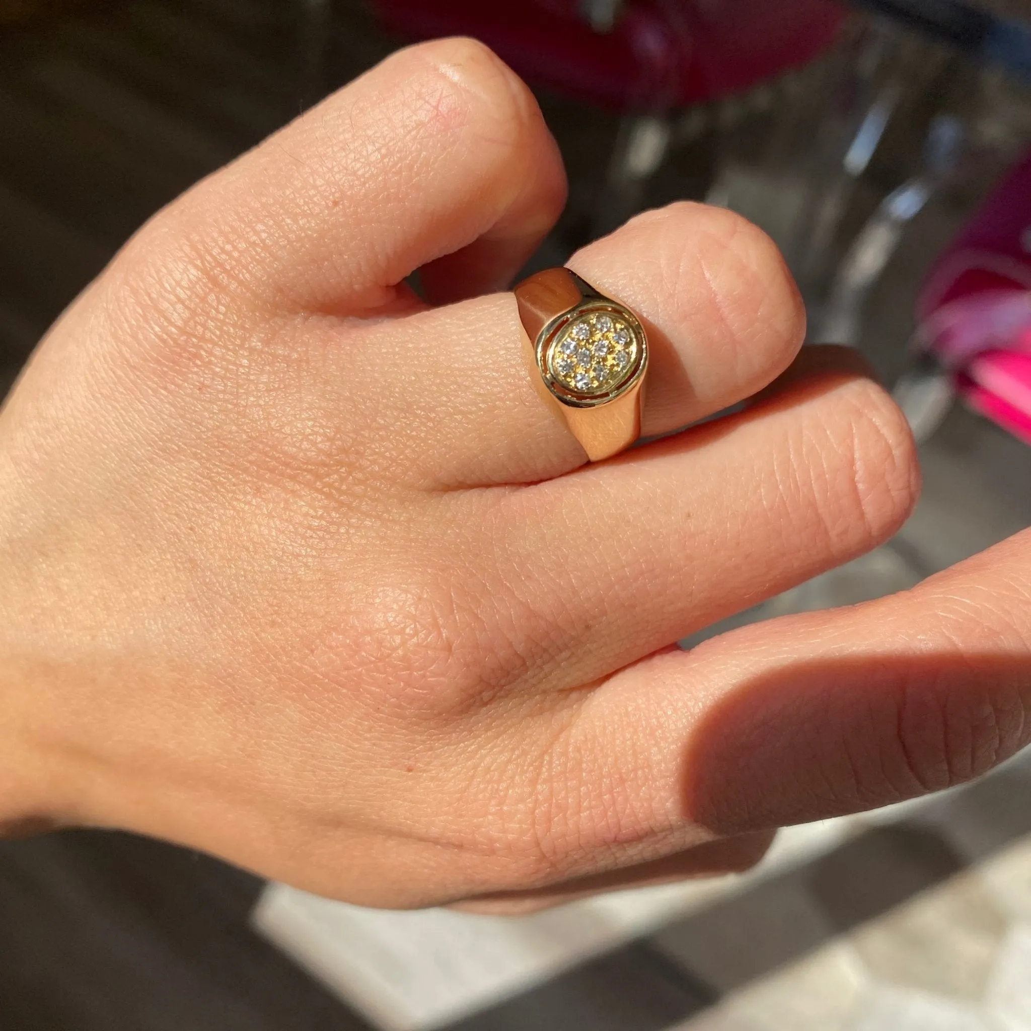 Diamond Pave Oval Top Ring