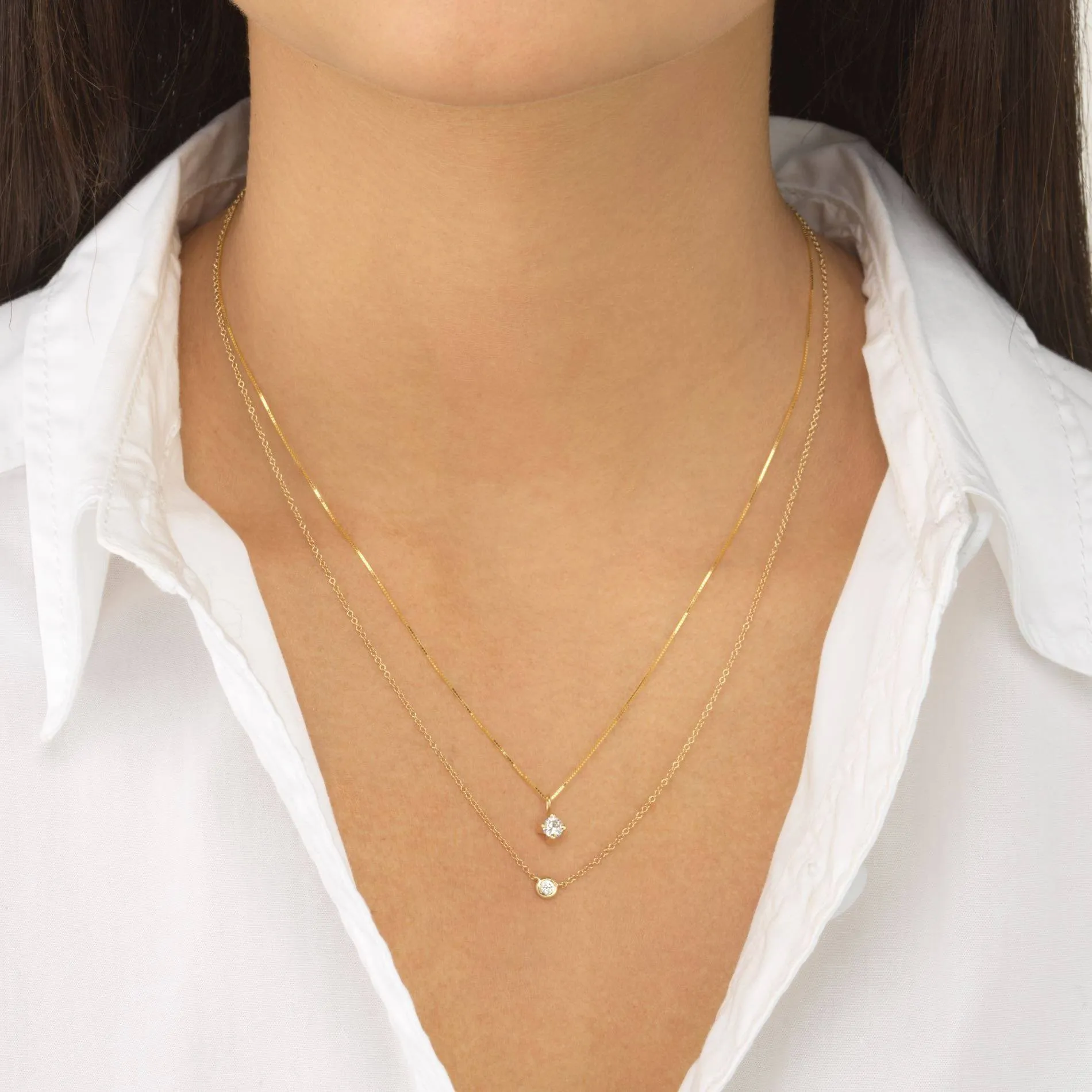 Diamond Solitaire Necklace 14K