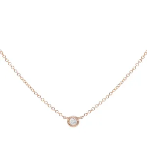 Diamond Solitaire Necklace 14K