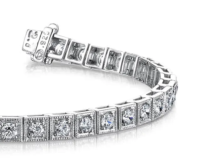 Diamond Square Link Diamond Bracelet with 1.76 ct.(finished) 2.2mm