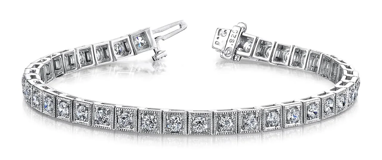 Diamond Square Link Diamond Bracelet with 1.76 ct.(finished) 2.2mm