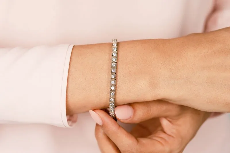 Diamond Square Link Diamond Bracelet with 1.76 ct.(finished) 2.2mm