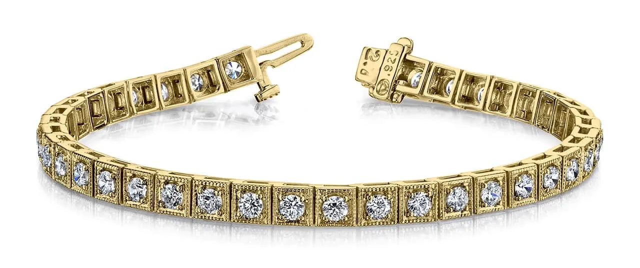 Diamond Square Link Diamond Bracelet with 1.76 ct.(finished) 2.2mm