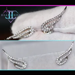 Diamond Wing Earrings | Wing Earrings | Feather Earrings | Womens Earrings | Womens Diamond Earrings | Angel Earrings | Cuff Earrings