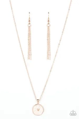 Do What You Love - Rose Gold - Heart Cutout White Seashell Paparazzi Short Necklace