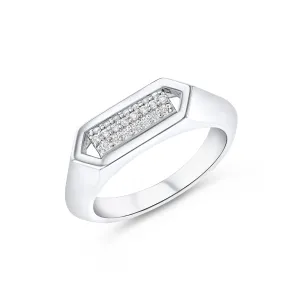 Domed Marquis Signet Ring | White Gold