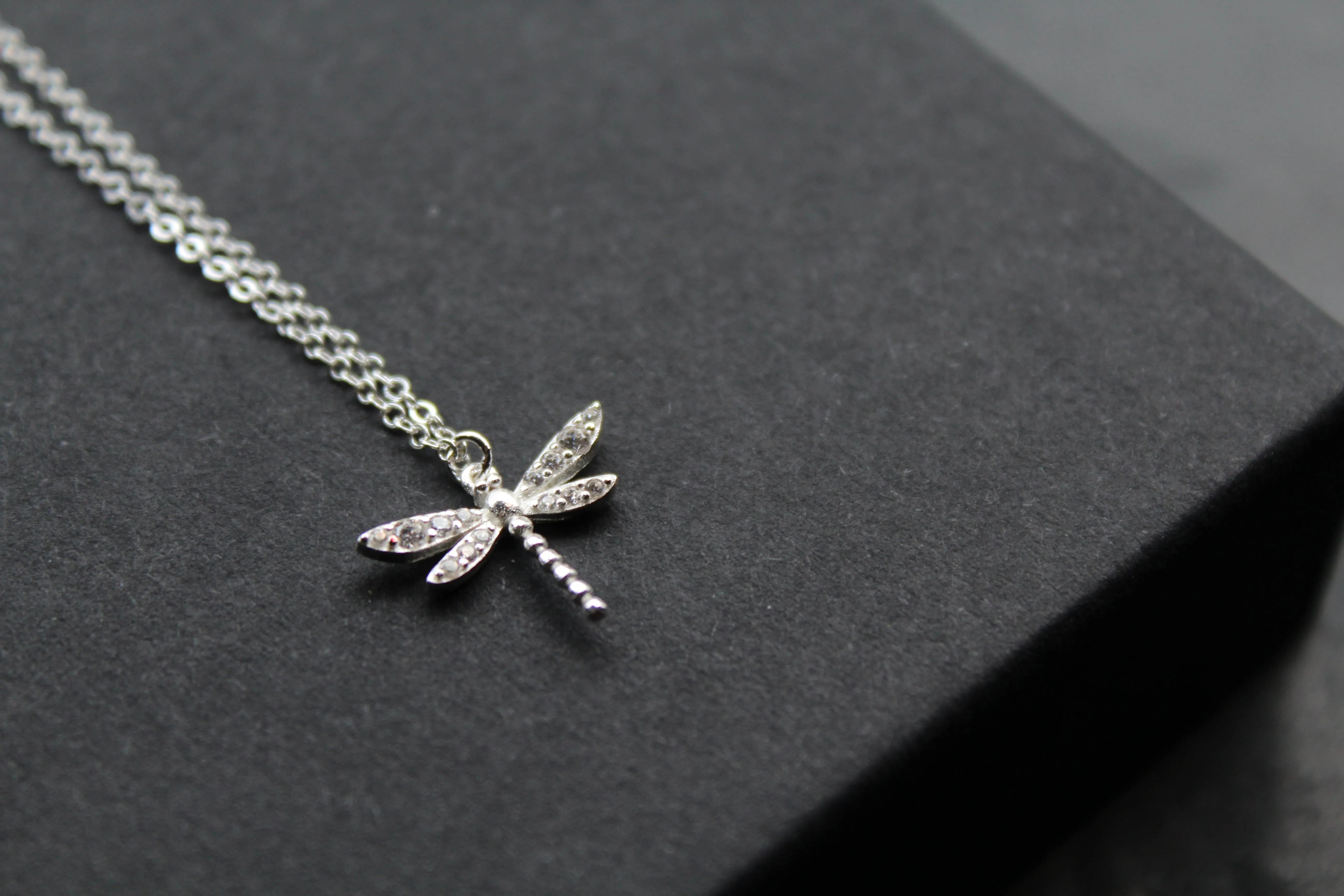 Dragonfly Necklaces with Clear CZ Stones