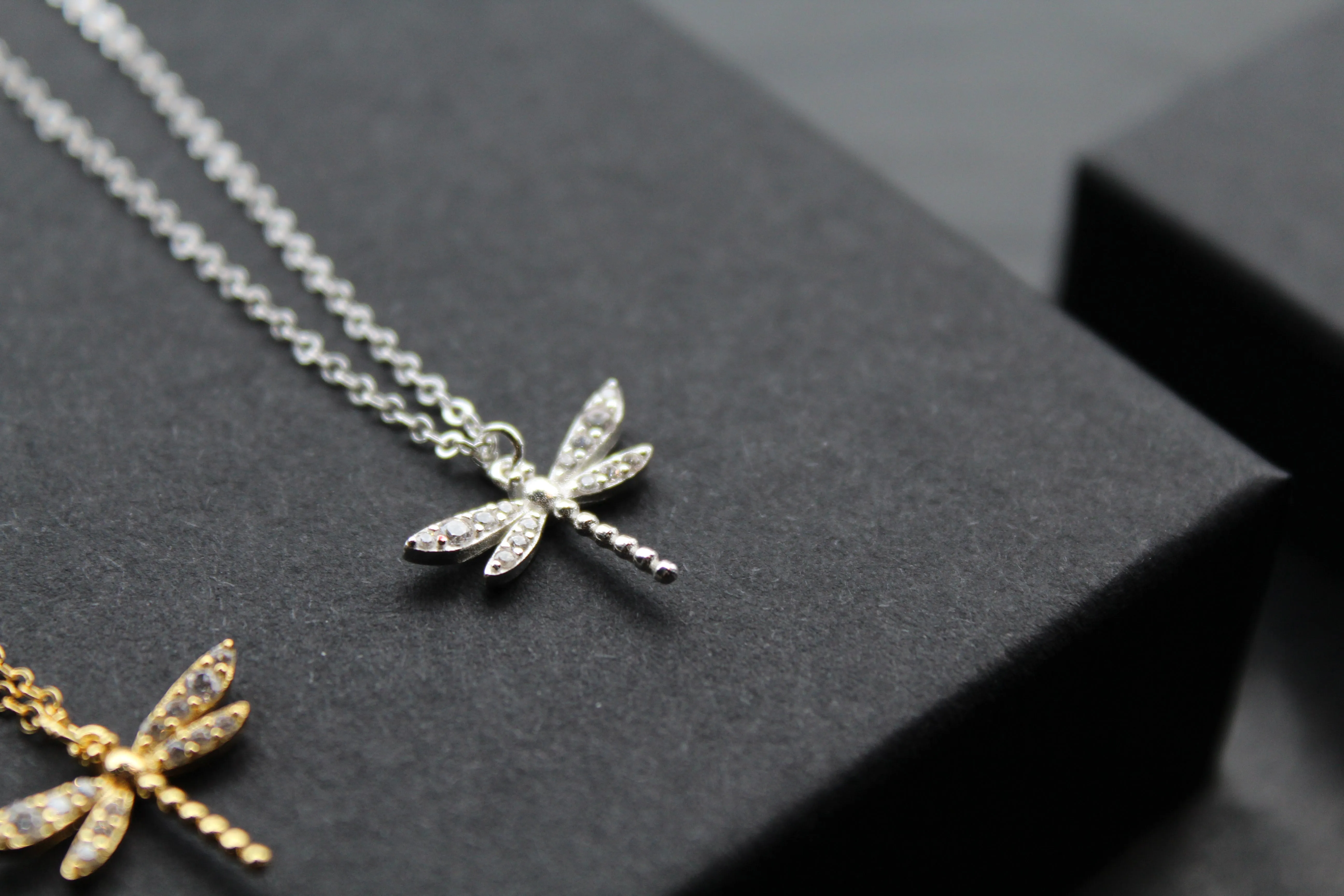 Dragonfly Necklaces with Clear CZ Stones