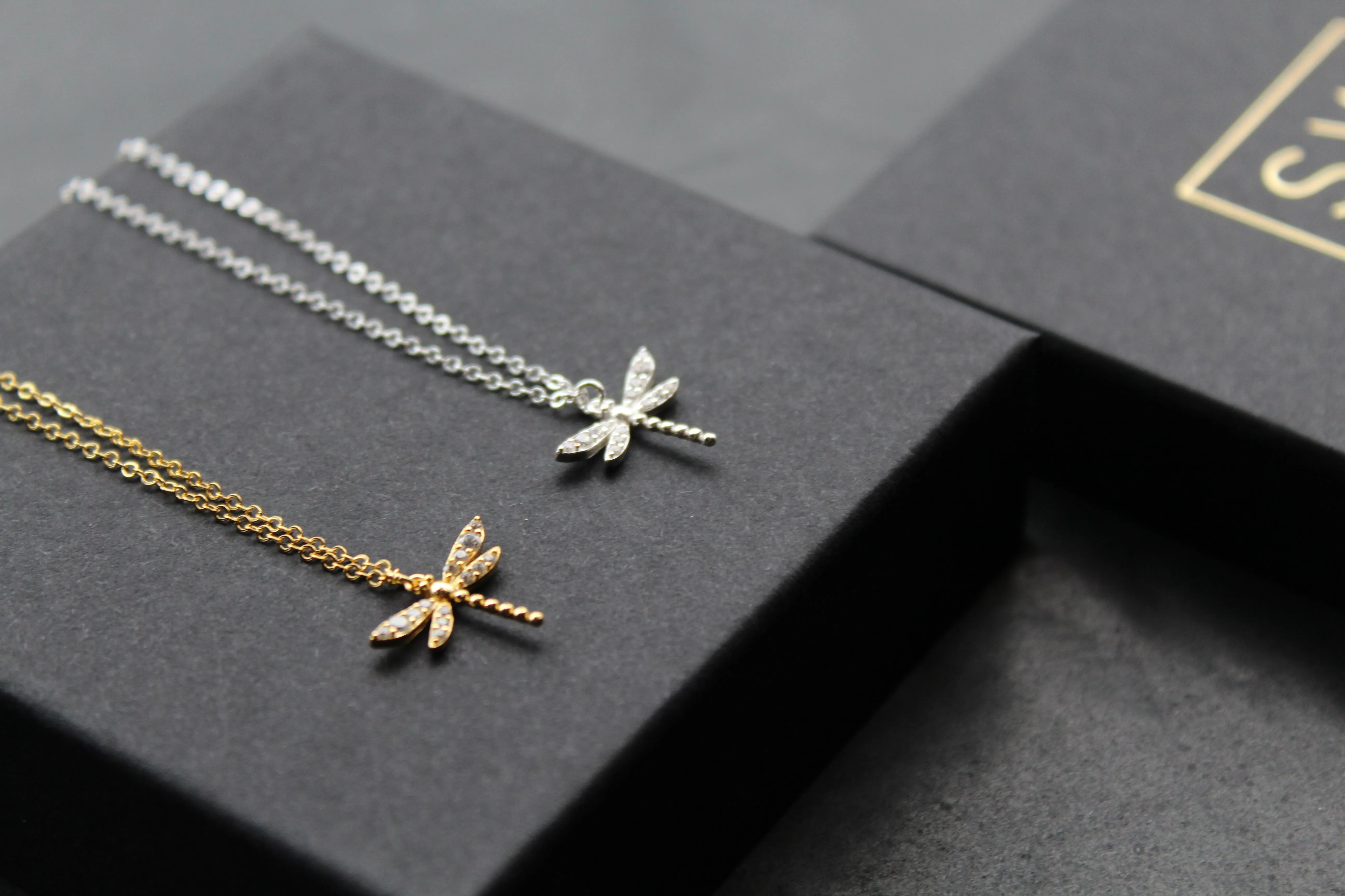 Dragonfly Necklaces with Clear CZ Stones