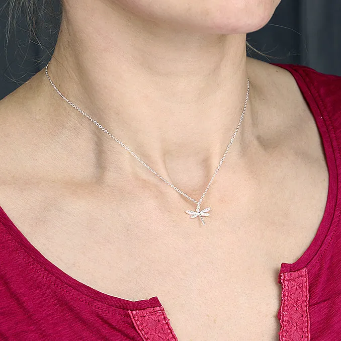 Dragonfly Necklaces with Clear CZ Stones