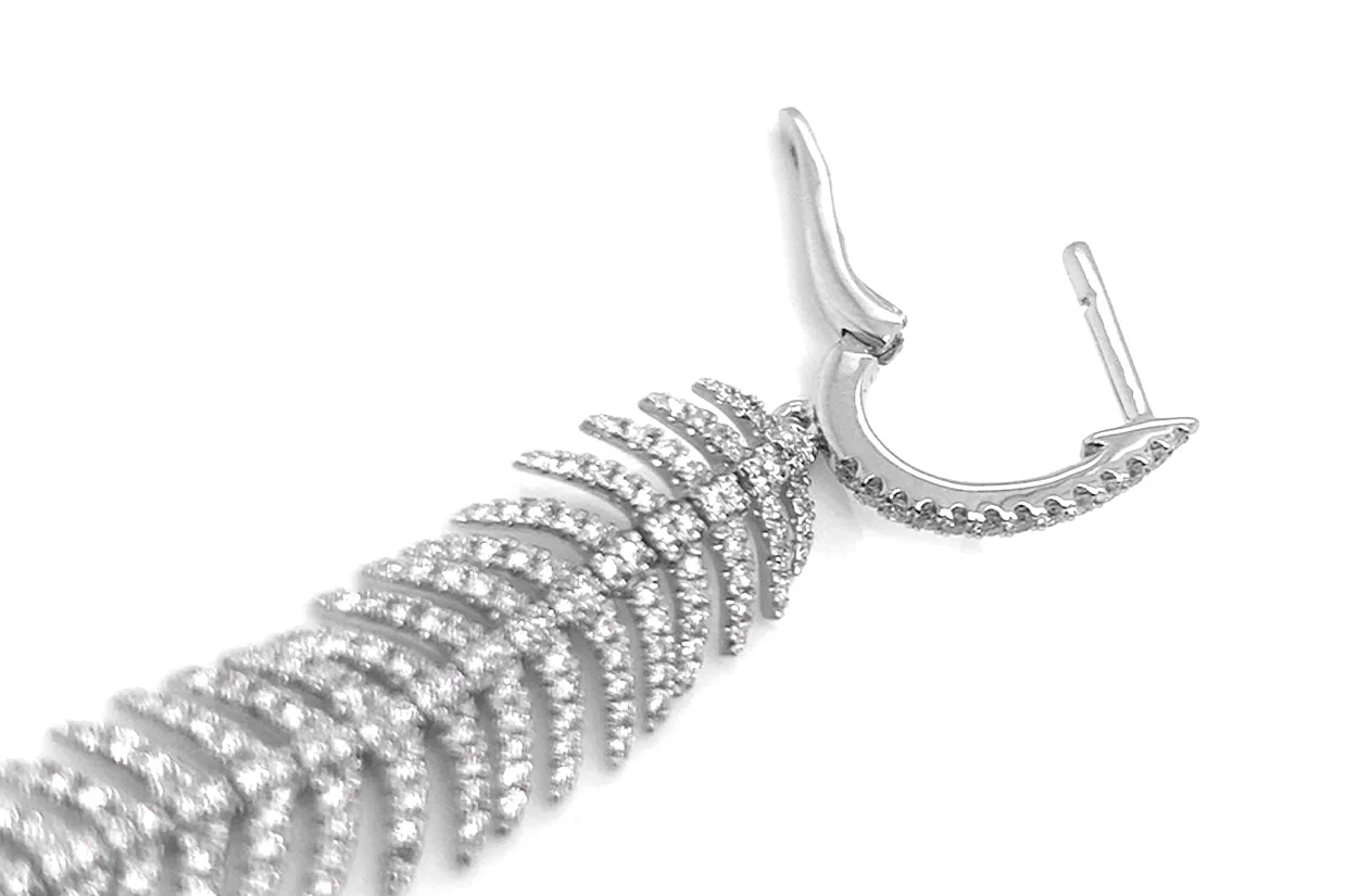 Earrings 18kt Gold Feather Drops & Diamonds