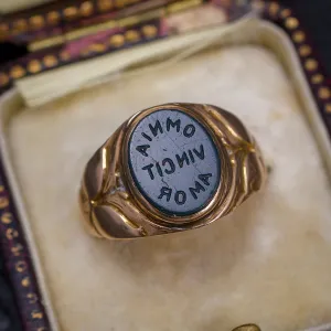 Edwardian "Love Conquers All" Intaglio Signet Ring
