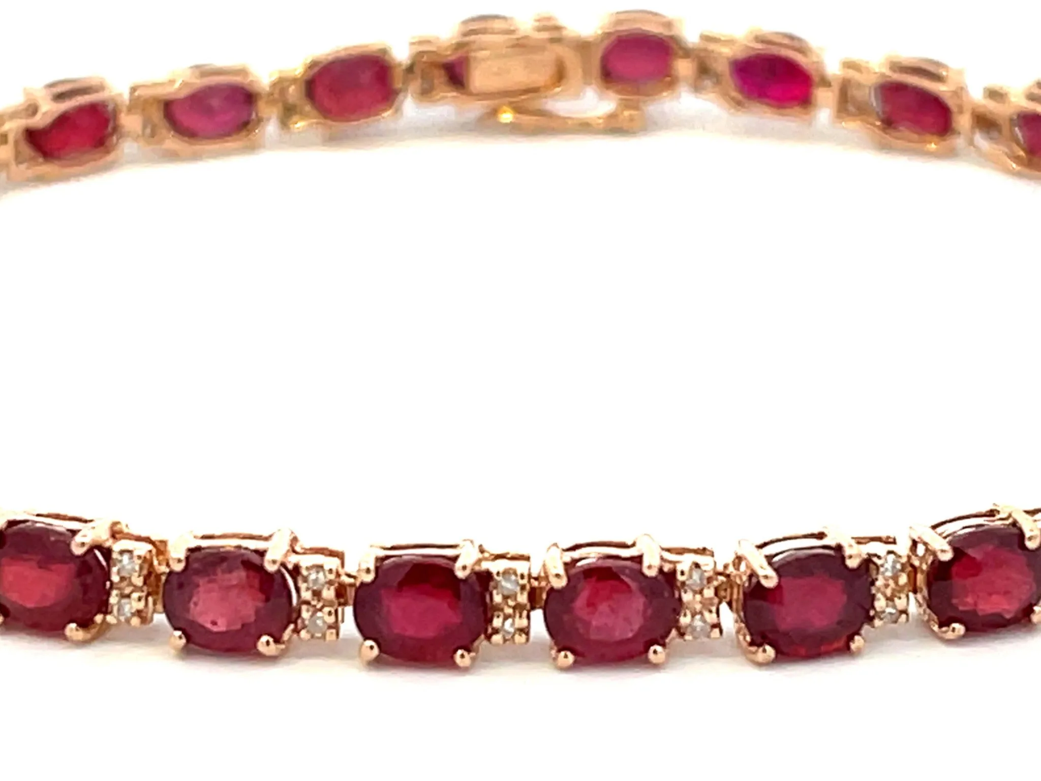 Effy Oval Red Ruby and Diamond Tennis Bracelet in 14k Rose Gold